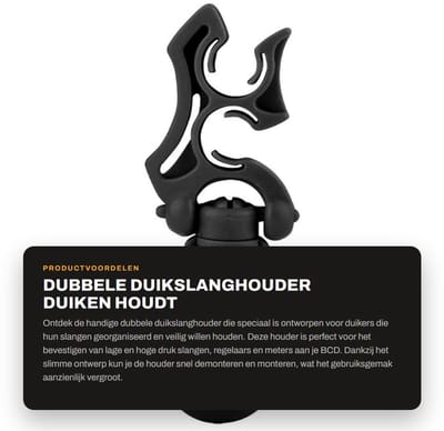 Dailygoods- Duikslanghouder met clip - Geschikt voor 2 slangen - 360° draaibaar - Vouwbaar - Hoogwaardig PP-materiaal - Roestvrijstalen arm - Duikaccessoire
