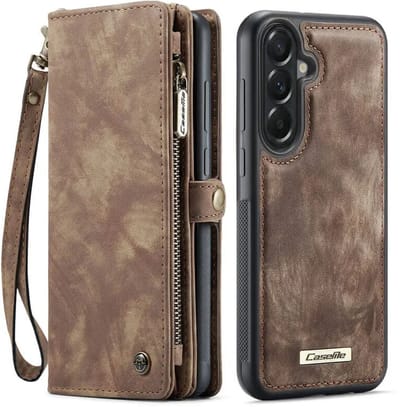 CaseMe 008 Geschikt voor Samsung Galaxy A37 - 2-in-1 Book Case en Back Cover - Magnetisch Uitneembaar - Portemonnee Hoesje - Bruin