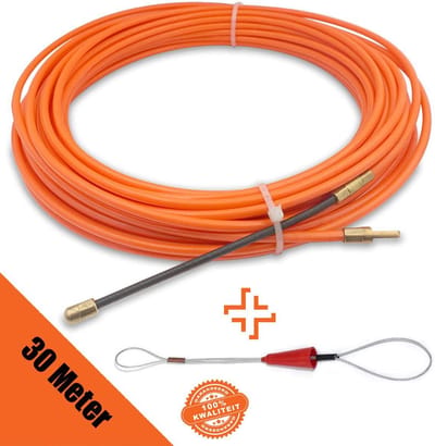 EMTRI professionele trekveer 30 meter 4 mm nylon - gratis kabelbevestiger - kabeltrekker - netwerkkabel - elektra - kabels