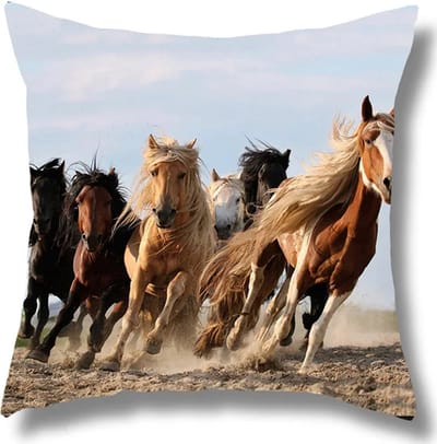 Sierkussen Paard Cadeau Paardenmeisje, 45 x 45 cm met binnenkussen.