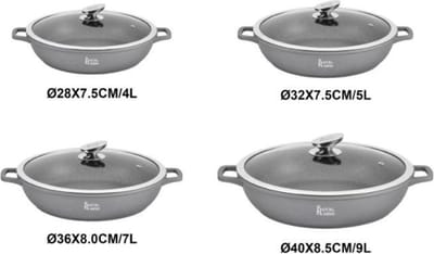 Royal Swiss Braadpan, stenen coating - 36cm Grijs 7l - Beschikbaar in 4 maten en 2 kleuren