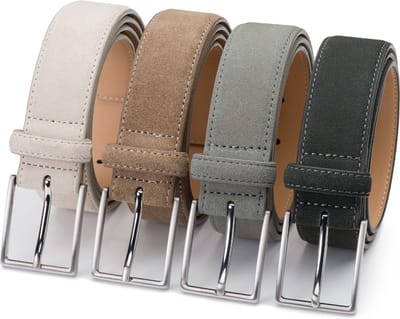 DTCH.FIT Herenriem Suède Bobby - Riem Beige, Taupe, Lichtgrijs & Grijs - Pantalon & Jeans Broekriem - Riemmaat 85cm - Totale lengte 100cm - 4 Stuks