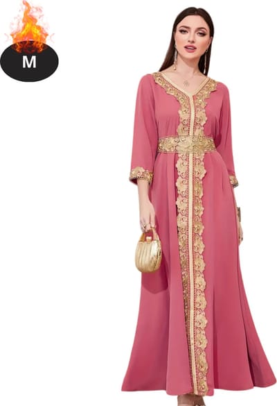 Bovista Islamitische Kleding - Djellaba Dames - Moslim Kleding - Arabisch Dames Kaftan - Alhamdulillah - Roze M