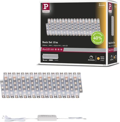 ' Paulmann 71229 MaxLED 500 LED-strip warm wit basisset 10m 28W 550lm/m 64 LED''s/m 2700K 40VA'