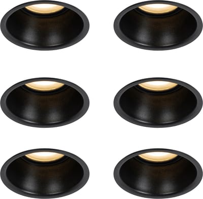 QAZQA dept - Moderne Inbouwspot - 6 stuks - Ø 8.8 cm - Zwart - Woonkamer | Slaapkamer | Keuken