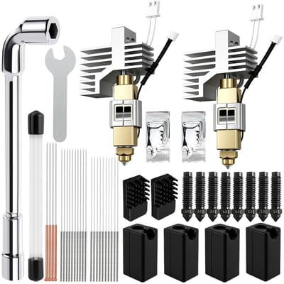 2 stuks 0.4mm keramische hotend voor 3D-printer, inclusief silicone hoes, nozzles en reinigingsgereedschap voor optimale prestaties en gebruiksgemak