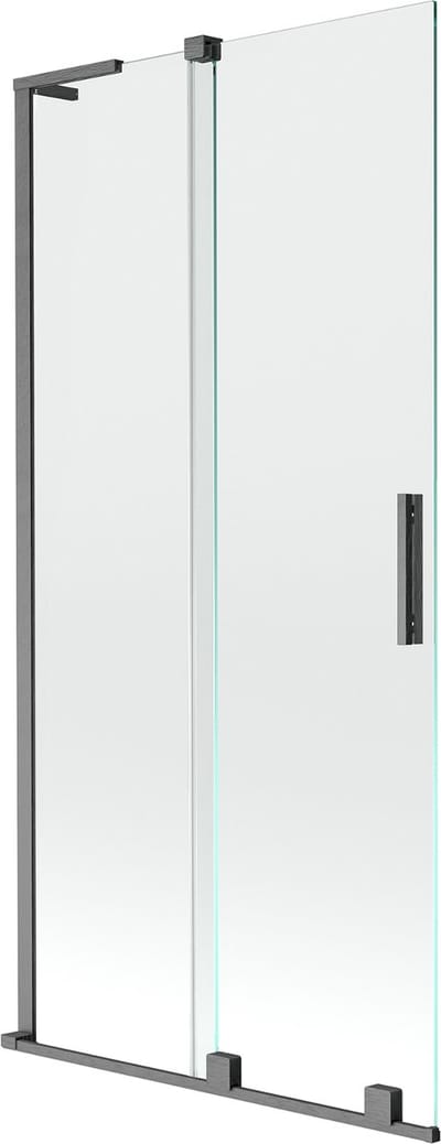 Mexen Velar L uitschuifbaar 2-delig badscherm 90 x 150 , transparant, geborsteld grijs - 896-090-003-01-66