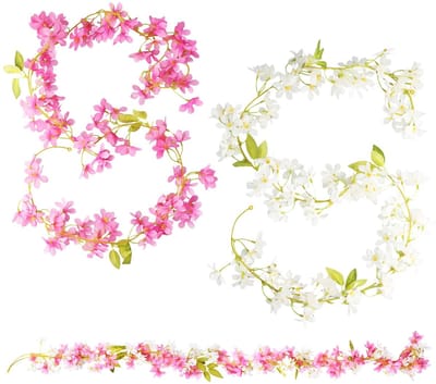 Dailygoods - 2 stuks kunstbloemen, bloemenkrans, 185 cm, tweekleurige kunstkunstslinger, wijn, waterdicht, scheurvast, wisteria bloemenslinger, kunstbloemenkrans voor bruiloft, thuis