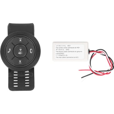 Contrôleur de Volant Intelligent Sans Fil 7 Touches Noir avec Boîte de Rangement pour Intérieur de Voiture Universel black