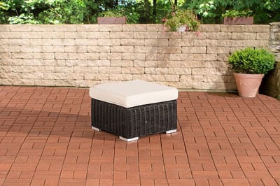 CLP Polyrattan hocker Bilbao / Madeira zwart gebroken wit