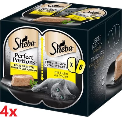Sheba - Perfect Portions - Adult Paté Kip - 4 verpakkingen van 3x2stuks