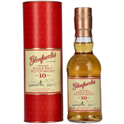 Glenfarclas 10 Years Old Highland Single Malt Scotch Whisky 40% Vol. 0,2l in geschenkverpakking