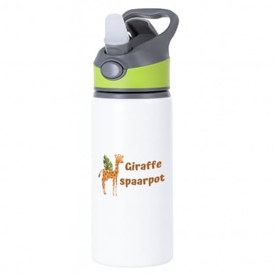 Hacebo® - Giraffe waterfles met rietje groen - Giraffe - dieren liefhebbers - leuke cadeau voor iemand die van houdt van giraffen - verjaardagscadeau - kado - gift - water fles - 650ML