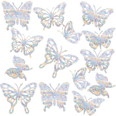 LIVIA HOME- Raamstickers 14 Stuks - Anti-bots stickers - Regenboog effect - Vogelbescherming - Eenvoudig te installeren - Kunstzinnige raamdecoratie