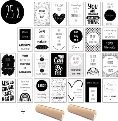 25x minikaartjes + 2 mini kaarthouders | LIFE QUOTES | kleine kaartjes / inzichtkaarten / inspiratiekaartenvoor positiviteit & motivatie