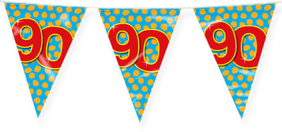 LUQ – Vlaggenlijn Happy Party 90 Jaar – Veelkleurig – 10 m Luxe Verjaardag Feest Versiering – Slinger – Direct Ophangen