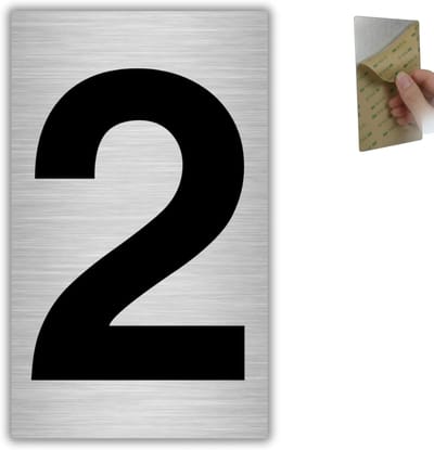 Huisnummer - 4 x 6,5 cm - aluminium - deurnummer - huisnummer - adreslabel - gebouwnummer - dikte 0,8 mm - grijs (2, 65 mm)