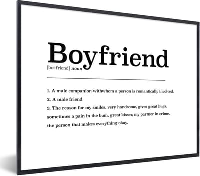 Fotolijst incl. Poster - Woordenboek - Vriend definitie - Boyfriend - Spreuken - Quotes - 40x30 cm - Posterlijst