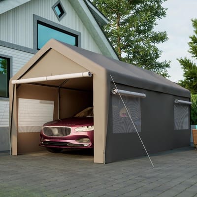 Tentgarage - Garagetent - Voertuig Beschermen - Winterbestendig Staalframe - 6 x 3 Meter - Grijs