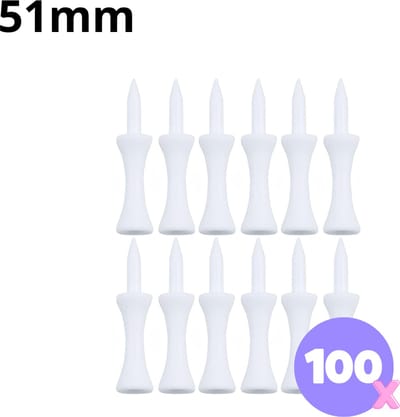 Golf tees - 100 stuks - 51mm - Duurzaam kunststof - White - Golf accesoires - Golfset - Golftee