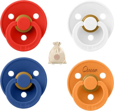 BIBS fopspenen QUEEN - maat 2 - Woodchuck, wit, blauw en oranje - Koningsdag - 6-18 maanden