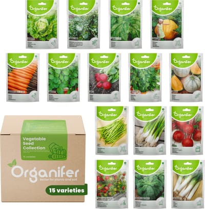 Groentezaden Pakket - 15 Essentiële Soorten - Moestuinzaden - Groentezaden - Spinazie Zaad - Tuinkerszaadjes - Sla Zaden - Groentezaden Moestuin - Organifer