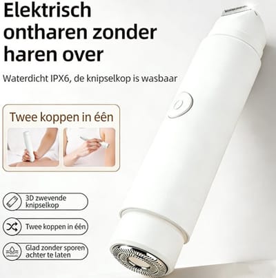 ECTEATOY® 2-in-1 elektrische scheerapparaten voor vrouwen - IPX6 - Ontharing voor gezicht oksels schaamhaar en benen - Wit - Oplaadbare 2-in-1 Elektrische Bikinitrimmer Voor Vrouwen - Epilator - Scheerapparaat Vrouw - Gezicht Trimmer - Bikinitrimmer
