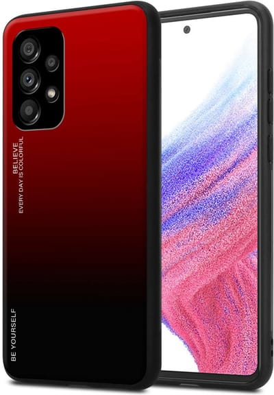 Cadorabo Hoesje geschikt voor Samsung Galaxy A53 5G in ROOD - ZWART - Tweekleurige beschermhoes van TPU-silicone Case Cover en achterzijde van gehard glas
