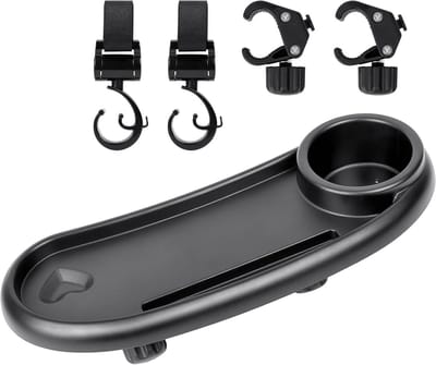 Baby Kinderwagen Snack Tray - 3-in-1 Voedselhouder, Drinkbekerhouder en Opbergrek met Verstelbare Haakjes voor Kinderwagens