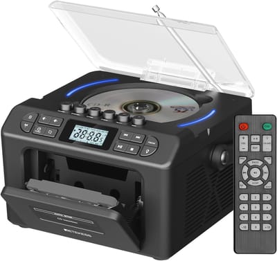 Draagbare CD Speler Boombox Stereo – AM/FM Radio, Cassette Recorder met Opname, USB/AUX/TF, Oplaadbaar