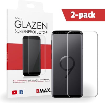 2-pack BMAX geschikt voor Samsung Galaxy S9 Plus Screenprotector Full Cover 3D | Dekt afgeronde randen | Beschermglas | Tempered Glass