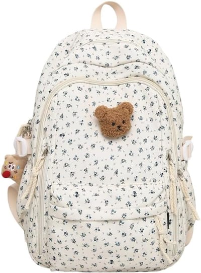 Schooltas - Rugtas - Tas - Rugtas Meisje - Schoolrugzak - Schooltas voor Meisjes - Esthetische Schoolrugzak - Leuke Preppy Schooltas - Coquette Bloemen Rugzak - voor Tiener-Middelbare School - Groot Capaciteit