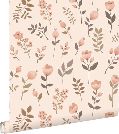ESTAhome behang bloemen zacht roze en beige - 53 cm x 10.05 m - 139693
