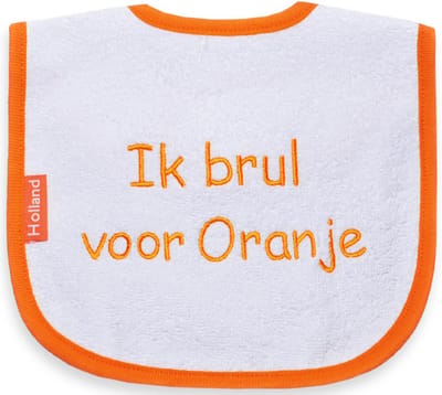 Funnies - Slab - slabbetje - met tekst - Ik brul voor Oranje - oranje - wit - baby