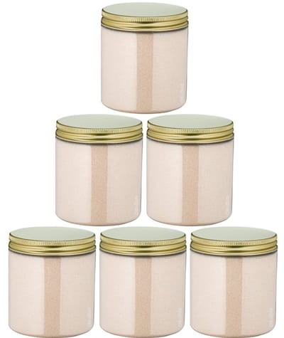 Scrubzout Amandel - 300 gram - Pot met gouden deksel - set van 6 stuks - Hydraterende Lichaamsscrub