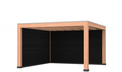 Douglas overkapping, 400 x 400, met achterwand en zijwand, Westwood Modern Basic zwart