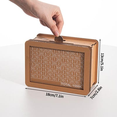 500/1000/2000/3000/5000/10000 Euro Spaarpot Handgemaakte Houten Spaarpot Munt Bewaarhoes Spaargeld Doelen Cijfers Doos beige