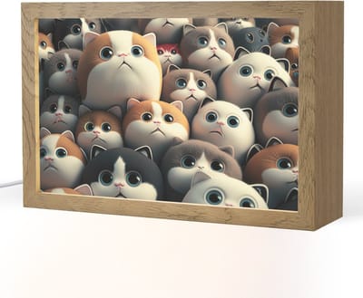 Nachtlampje 30x20 cm - Kinder lampje - Kat - Huisdieren - Poes - Bruin - Grijs - Kinderen - Tafellamp kinderkamer - Slaapkamer lamp - Bedlamp kinderen - Kinderlampje stopcontact - Wandlamp babykamer - Nachtlampjes
