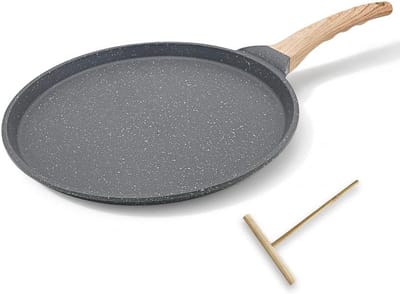 Crêpepan met antiaanbaklaag - Pannenkoekenpan gegoten aluminium - Ontbijt en lunch - PFOA-vrije coating - 25 cm - Zwart