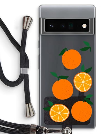 Case Company® - Hoesje met koord geschikt voor Google Pixel 6 Pro hoesje met Koord - Will you be my clementine - Telefoonhoesje met Zwart Koord - Bescherming aan alle Kanten en Over de Schermrand