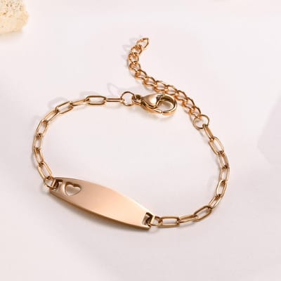 Vnox Gratis Graveren Naam Armbanden voor Meisjes Jongens, Gepersonaliseerde Datum Naam Armbanden, Betekenisvol Cadeau voor Pasgeborenen beige