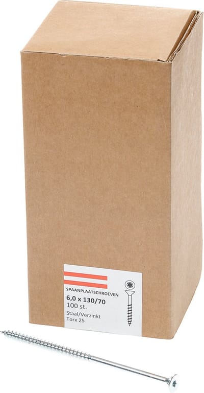 Spaanplaatschroef vz pk tx-25 6.0x130/70 (100