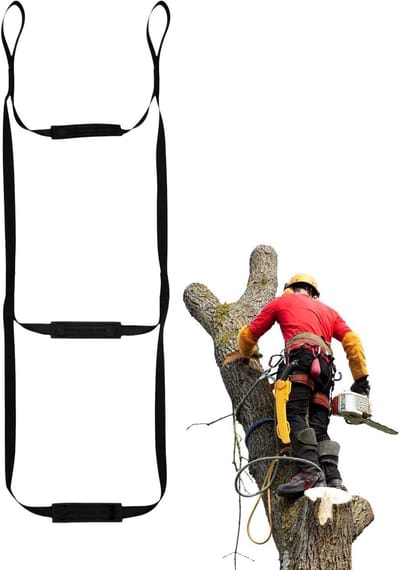 Touwladder - Klimhulp - Buiten klimmen - Dubbellaagse banden - 3 stappen - Zwart