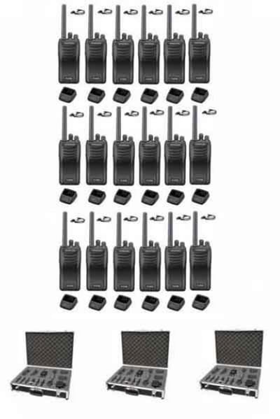 Set van 18 stuks Kenwood TK-3501 PMR446 met D-shape oortje tafelladers en koffer