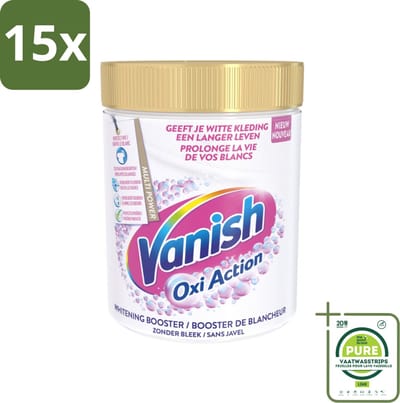 15 x Vanish Oxi Action - Vlekkenverwijderaar - Wasbooster - Zonder Bleek - Witte Was - 1 Kg - Grootverpakking - Vlekkenverwijderaar - Wasverbeteraar - Witwas - Vlekken Verwijderen - Witheid Herstellen