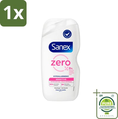 1 x Sanex Zero% - Douchegel - Gevoelige Huid - 0% Parfumsulfaten - Hypoallergeen - 400 ml - Douchegel - Gevoelige Huid - Hypoallergeen - Sanex - Parfumvrij
