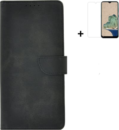 Geschikt voor Nokia G22 Hoesje - Bookcase - Nokia G22 Hoesje - Pu Leder Wallet Book Case Zwart Cover + Screenprotector