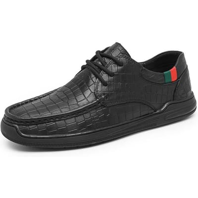 Heren Schoenen Lente Nieuw Echt Leer Zachte Zool Antislip Leren Schoenen Rijden Brits Eerste Laag Koeienhuid Zakelijk Casual Leren Schoenen 43 zwart