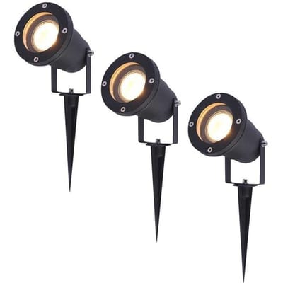 HOFTRONIC Set van 3 LED prikspots - 4 Watt 345 lumen - Dimbaar - Kantelbaar - 2700K warm wit - GU10 - IP65 Waterdicht - Zwart - Tuinspots