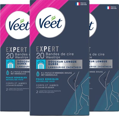 Veet - Expert - Koude Wasstrips - Benen (Sensitive) 20st - 3 Stuks - Voordeelverpakking